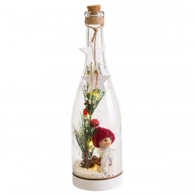 Decorazione Natalizia Multicolore Bottiglia Bambola 8,3 x 8,3 x 28,5 cm