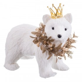 Decorazione Natalizia Bianco Oro Orso 22 x 15 x 20 cm
