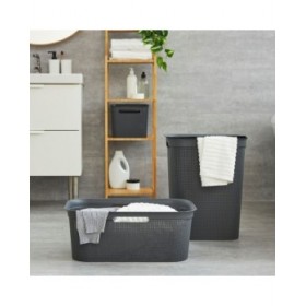 Cesto per i Panni Rotho Brisen Nero 50 L Plastica