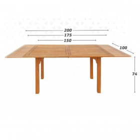 Tavolo Allungabile Aktive 200 x 74 x 100 cm Legno di acacia