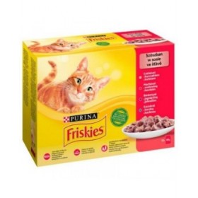 Cibo per gatti Purina Friskies Mix Pollo Carne di vitello Agnello Anatra 12 x 85 g