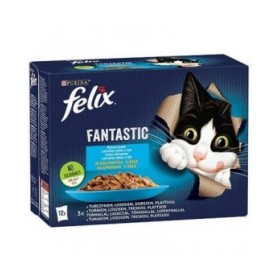 Cibo per gatti Purina Fantastic Salmone Tonno Baccalà 12 x 85 g