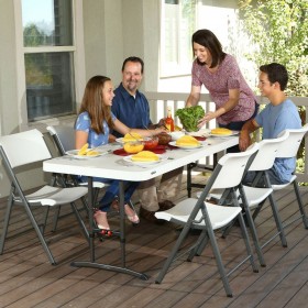 Tavolo Pieghevole Lifetime Bianco Acciaio Plastica 183 x 91 x 76 cm