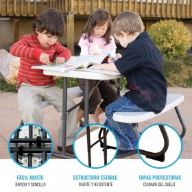 Tavolo per Bambini Lifetime Crema Pieghevole Picnic 82,5 x 53,5 x 90 cm Acciaio Plastica