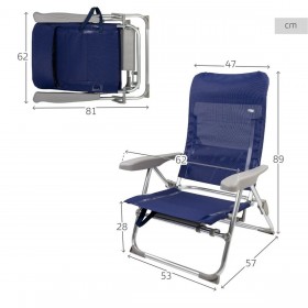 Sedia da Spiaggia Aktive Slim Pieghevole Blu Marino 47 x 89 x 57 cm (2 Unità)