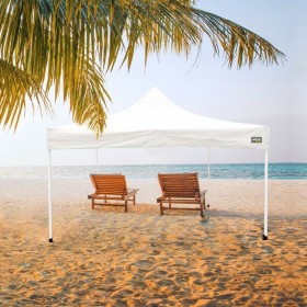 Gazebo Aktive Pieghevole Altezza regolabile Acciaio Poliestere 420D Oxford Bianco 300 x 320 x 300 cm