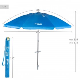 Ombrellone Aktive Azzurro Poliestere Alluminio 200 x 205 x 200 cm (6 Unità)