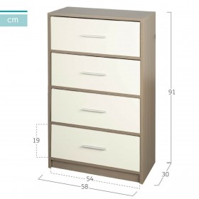 Cassettiera Max Home Bianco Grigio Moderno 58 x 91 x 30 cm