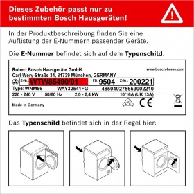 Busta per il Bucato BOSCH WTZ11400 Bianco