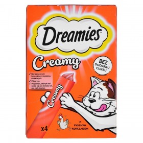 Spuntino per Cat Dreamies Creamy 4 x 10 g Pollo