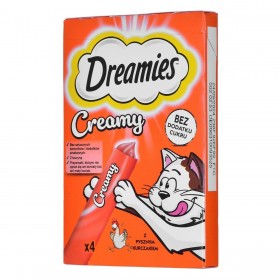 Spuntino per Cat Dreamies Creamy 4 x 10 g Pollo