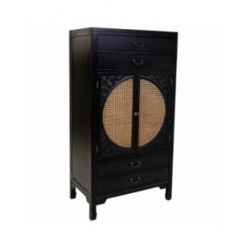 Armadio Alexandra House Living Nero Rattan Legno di abete Legno MDF 40 x 135 x 70 cm