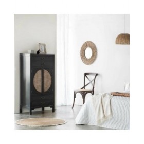 Armadio Alexandra House Living Nero Rattan Legno di abete Legno MDF 40 x 135 x 70 cm