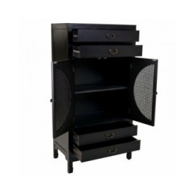 Armadio Alexandra House Living Nero Rattan Legno di abete Legno MDF 40 x 135 x 70 cm