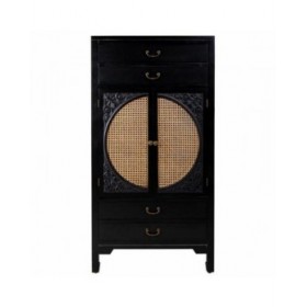 Armadio Alexandra House Living Nero Rattan Legno di abete Legno MDF 40 x 135 x 70 cm