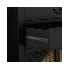 Armadio Alexandra House Living Nero Rattan Legno di abete Legno MDF 40 x 135 x 70 cm