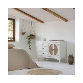 Credenza Alexandra House Living Bianco Rattan Legno di abete 36 x 73 x 106 cm