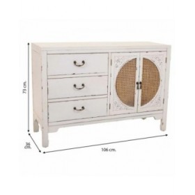 Credenza Alexandra House Living Bianco Rattan Legno di abete 36 x 73 x 106 cm