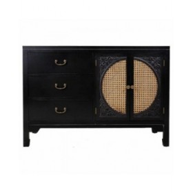 Credenza Alexandra House Living Nero Rattan Legno di abete 36 x 73 x 106 cm