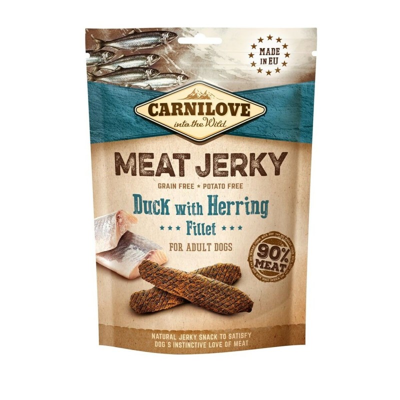mangime Carnilove Meat Jerky Duck with herring Adulto Pesce Agnello Anatra 100 g