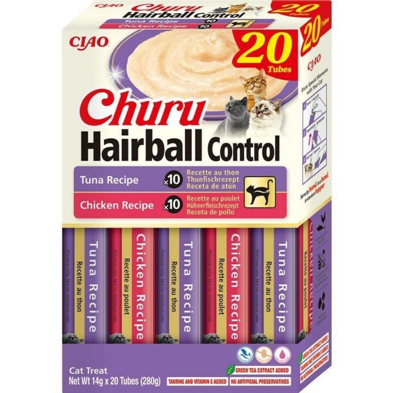 Spuntino per Cat Inaba Churu Hairball control Tuna and chicken recipe