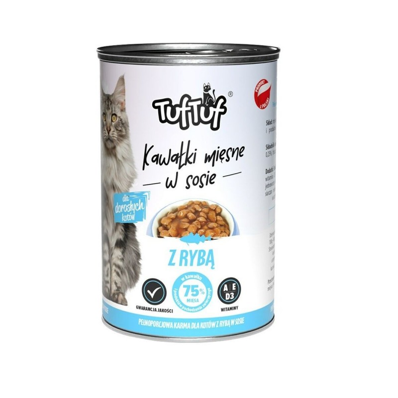 Cibo per gatti Tuftuf Pieces of meat in sauce with fish Pesce 415 g