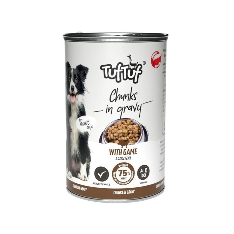 Cibo umido Tuftuf Chunks in gravy with game Cervo