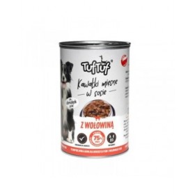 Cibo umido Tuftuf Chunks in gravy with beef Carne di manzo e vitello