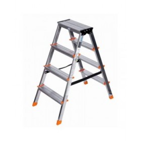 Scala Pieghevole a 4 Scalini Krause 120403 Argentato Alluminio