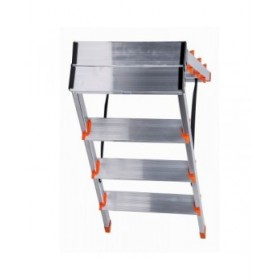 Scala Pieghevole a 4 Scalini Krause 120403 Argentato Alluminio