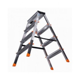 Scala Pieghevole a 4 Scalini Krause 120403 Argentato Alluminio