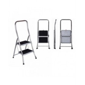 Scala Pieghevole a 2 Scalini Krause 130860 Grigio Argentato Nero/Blu Alluminio