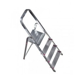 Scala Pieghevole a 4 Scalini Krause 000705 Argentato Alluminio
