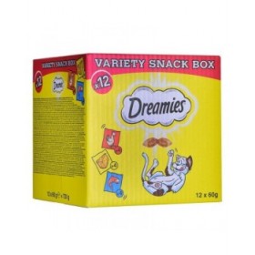 Spuntino per Cat Dreamies Variety 12 x 60 g Pollo Salmone Formaggio