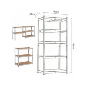 Scaffale Greenblue GB378 180 x 90 x 40 cm Grigio acciaio galvanizzato Legno MDF 75 Kg
