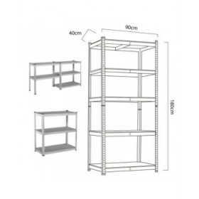 Scaffale Greenblue GB378 180 x 90 x 40 cm Grigio acciaio galvanizzato Legno MDF 75 Kg