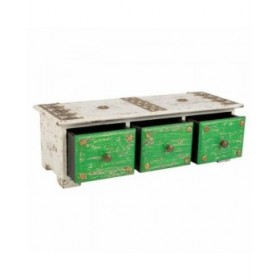 Scatola-Portagioie Alexandra House Living Bianco Verde Ottone Legno MDF 15 x 10 x 36 cm 3 cassetti