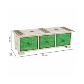 Scatola-Portagioie Alexandra House Living Bianco Verde Ottone Legno MDF 15 x 10 x 36 cm 3 cassetti