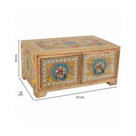 Scatola-Portagioie Alexandra House Living Multicolore Naturale Legno di mango Legno MDF 14 x 10 x 23 cm 2 cassetti
