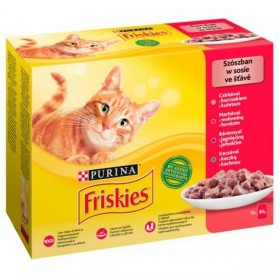 Cibo per gatti Purina Friskies Mix Pollo Carne di vitello Agnello Anatra 12 x 85 g