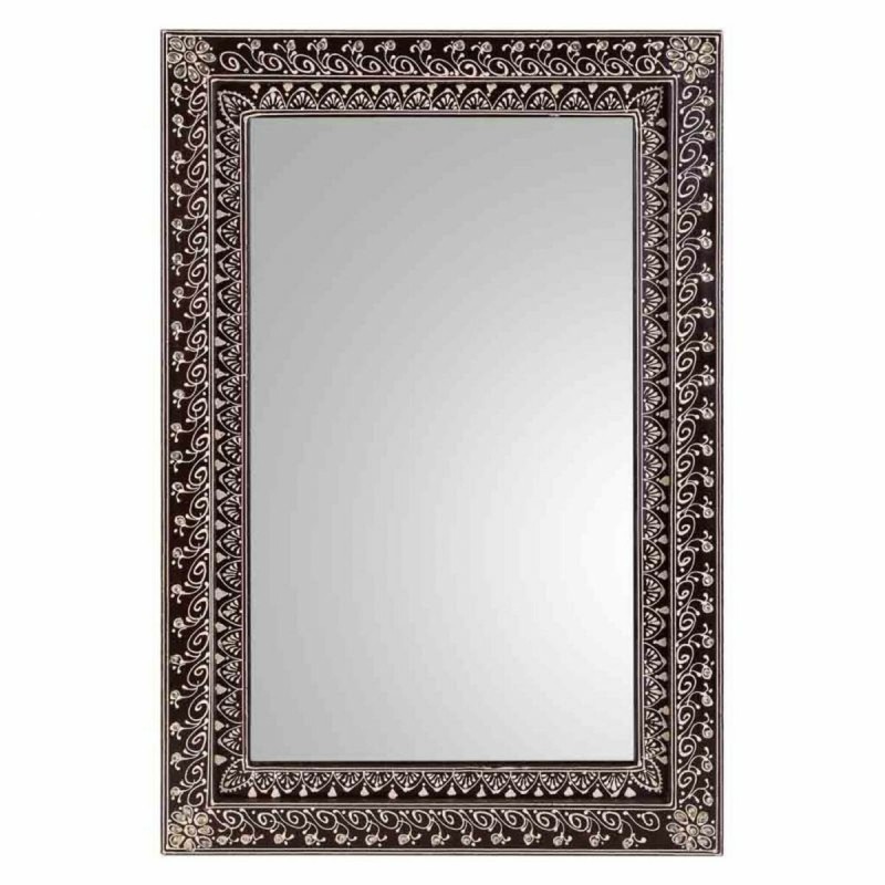Specchio da parete Alexandra House Living Bianco Marrone 1 x 62 x 42 cm Rettangolare