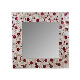 Specchio da parete Alexandra House Living Marrone Rosso Beige 52 x 2 x 52 cm Quadrato