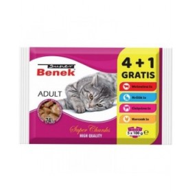 Cibo per gatti Super Benek 5 x 100 g Pollo Carne di vitello Coniglio