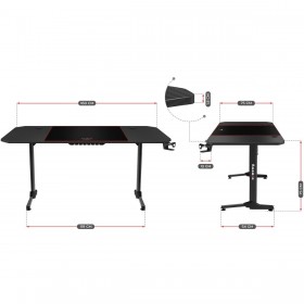 Scrivania Gaming Huzaro HZ-Hero 4.7 Nero Legno MDF 160 x 75 cm