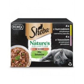 Cibo per gatti Sheba Nature's Collection Mix Pollo Salmone 8 x 85 g