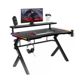 Scrivania Gaming Huzaro HZ-Hero 5.0 RGB Nero Acciaio Fibra di carbonio 116 x 69,5 x 59 cm
