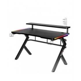 Scrivania Gaming Huzaro HZ-Hero 5.0 RGB Nero Acciaio Fibra di carbonio 116 x 69,5 x 59 cm