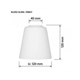 Paralume Activejet klosz EMILY Bianco Vetro 12 cm