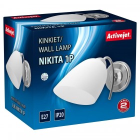 Applique da Parete Activejet NIKITA 1P Nikiel Bianco nichel Metallo Vetro 60 W 220-240 V 26 x 12 x 12,5 cm 30 x 12 x 15 cm (1 Pe