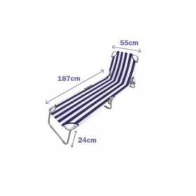 Marbueno Sdraio Pieghevole in Acciaio Righe Blu e Bianche Spiaggia e Piscina 187X55X24 cm 10020